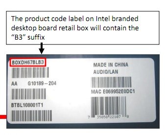 Intel 6 Series B3 Product Codes