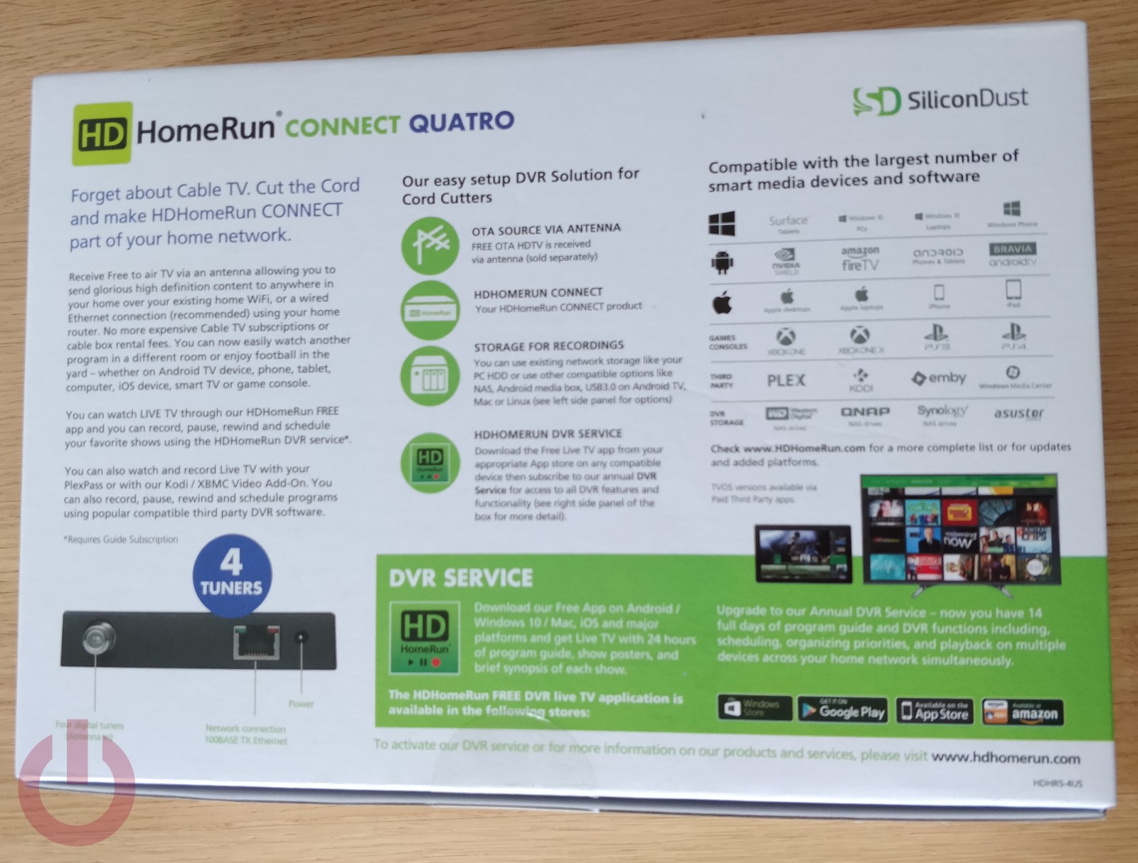 SiliconDust HDHR5-4US HDHomeRun Connect Quatro 4-Tuner Live TV for Cord Cutters Renewed 