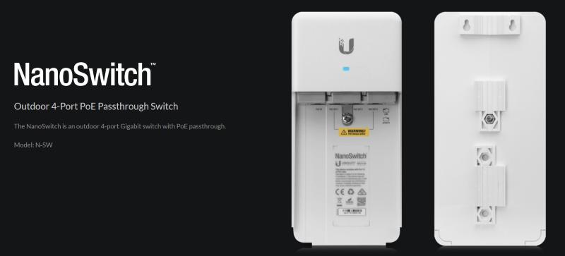 Ubiquiti Networks NanoSwitch (N-SW) Unmanaged Passive 24V Passthrough Switch