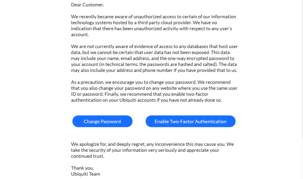 Ubiquiti Compromised Go Change Your Password Missing Remote