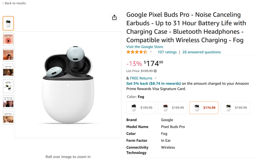  Google Pixel Buds Pro - Noise Canceling Earbuds - Up